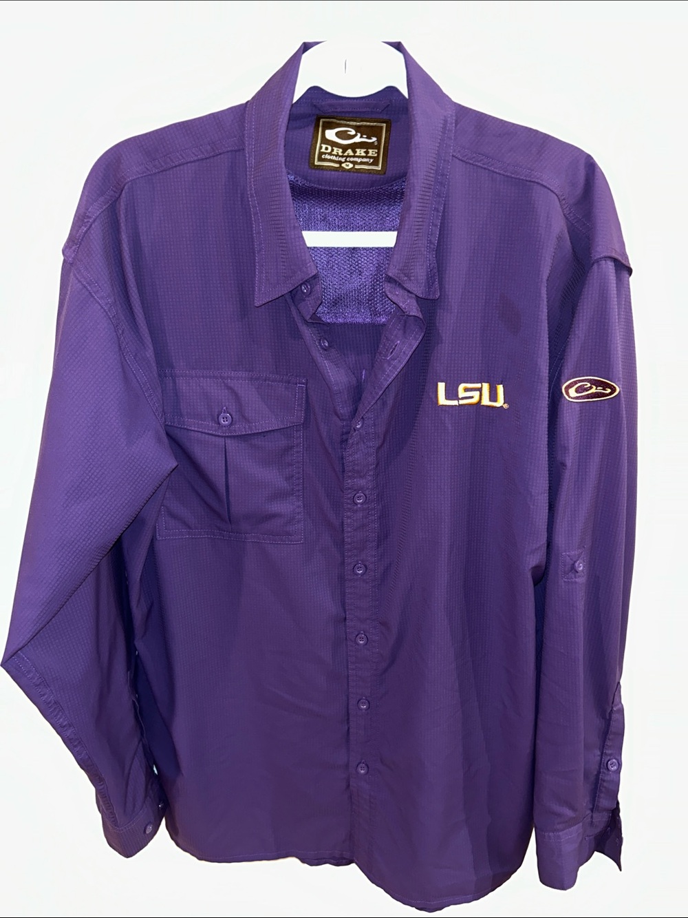 Purple LSU Button-Down Long Sleeve Shirt
